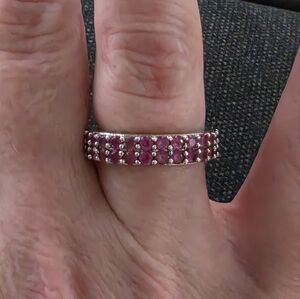 Pink Gemstone Eternity Band Ring - Women Jewelry